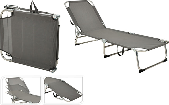 Ξαπλώστρα Παραλίας Μεταλλική Πτυσσόμενη 187x55x24cm Γκρί