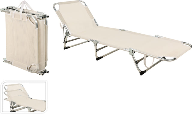 Ξαπλώστρα Παραλίας Μεταλλική Πτυσσόμενη 187x55x24cm Κρεμ