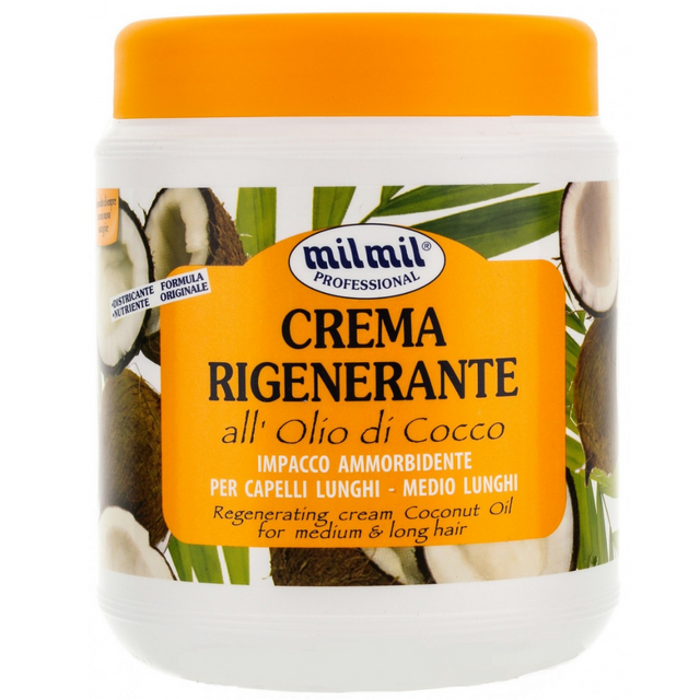 Milmil Μάσκα Μαλλιών 1000ml Professional Crema Rigenerante All'olio Di Cocco