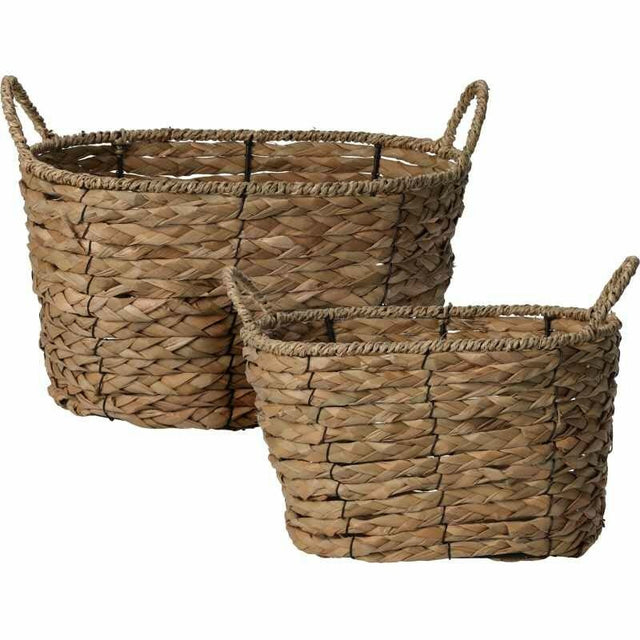 Καλάθι Ψάθινο Οβάλ με Χερούλια 32x23x19cm Medium