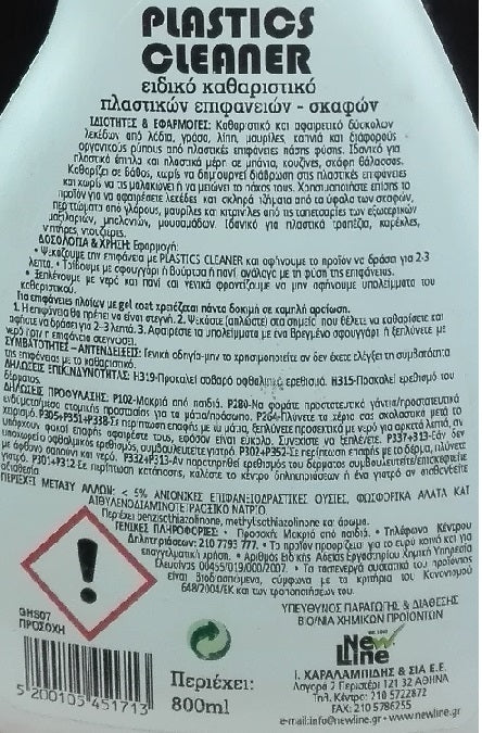 New Line 800ml Plastics Cleaner Spray