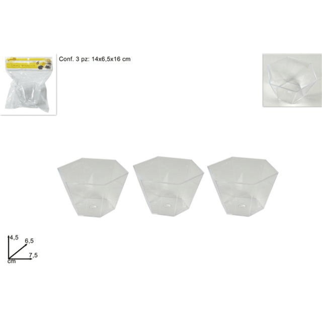 Pet Μπολάκια Πλαστικά Σετ 3Τεμ 7.5x6.5x4.5cm Welkhome