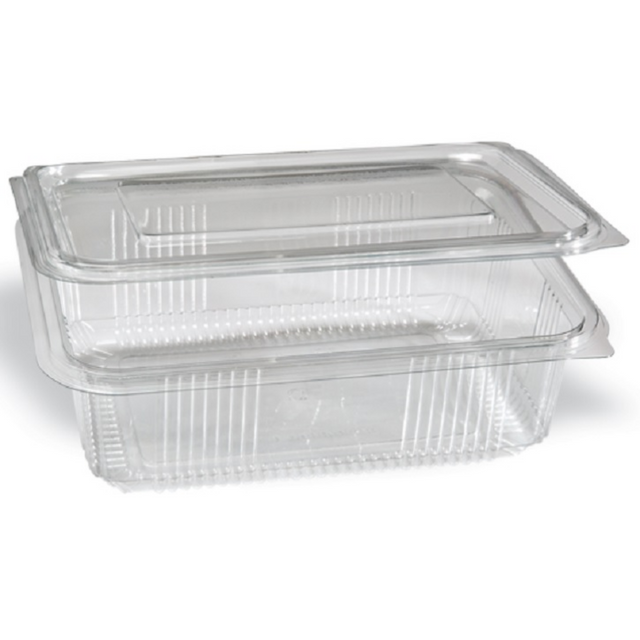 Pet Σκεύος 1250ml Παραλληλόγραμο Τροφίμων Πλαστικό Διάφανο (1τμχ) με Ενσωματωμένο Καπάκι FT GD 208-1250 Lux Plast