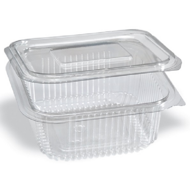 Pet Σκεύος 150ml Τετράγωνο Τροφίμων Πλαστικό Διάφανο (1τμχ) με Ενσωματωμένο Καπάκι FT 208-150 Lux Plast