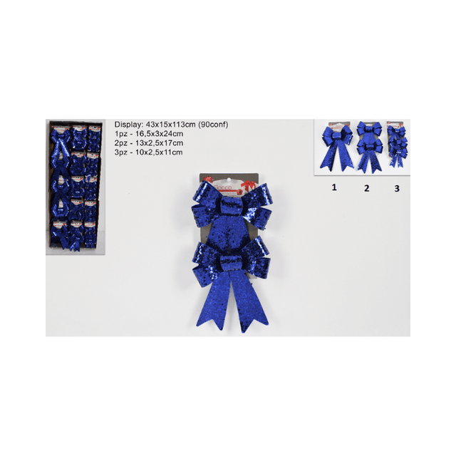 Φιόγκος Διακοσμητικός Χριστουγεννιάτικος Χρώμα Μπλέ με Γκλίτερ Welkhome