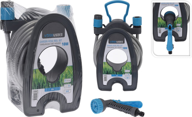 Λάστιχο Κήπου 10m με Βάση Στήριξης & Πιστόλι Νερού 26x17x15cm Pro Garden