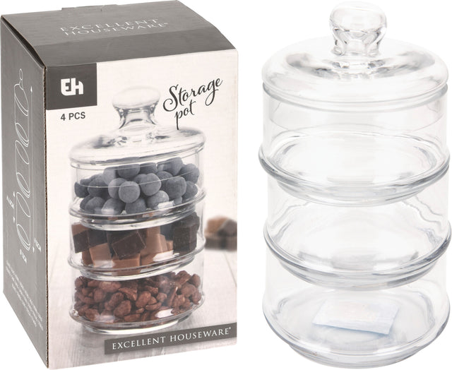 Δοχείο Αποθήκευσης Γυάλινο Διάφανο με 3 Θέσεις 13x21cm