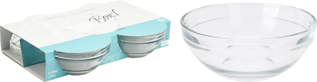 Μπώλ Γυάλινα Διάφανα Σετ 4/τεμ 200ml