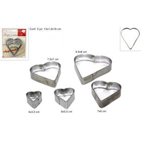 Κουπ Πατ Μεταλικά Σχέδιο Καρδούλα Σετ 5Τεμ Διαφορετικά Μεγέθη Art.AE03B010 Welkhome