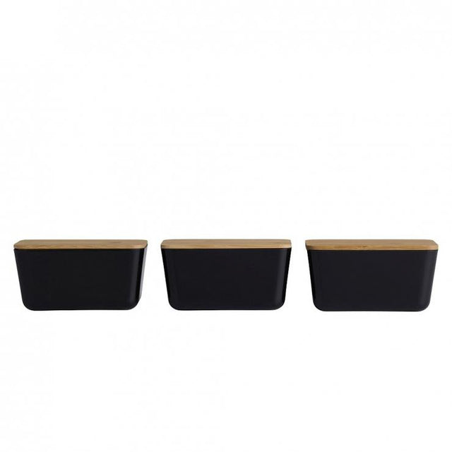 Day Σετ 3 Κουτιά Αποθήκευσης Με Καπάκι Bamboo 13x8x6,6cm