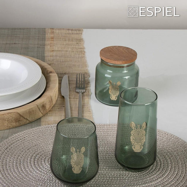 Dis. Jungle Zebra Σετ 6/τεμ Πράσινο Ποτήρι Ουίσκι 425ml 8,9x11cm