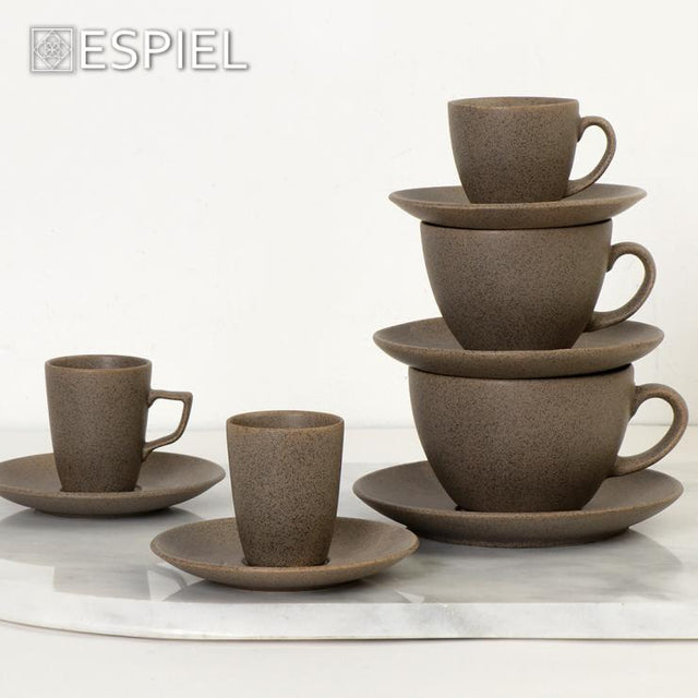 Φλυτζάνι & Πιατάκι Εσπρέσσο Με Λαβή 80cc 12x12x7cm Dis. Morgan Granite