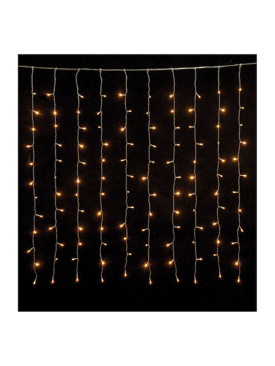 360LED Κουρτίνα Χριστουγεννιάτικα Φωτάκια Θερμό Λευκό Διάφανο Καλώδιο Επεκτεινόμενο 2μ. x 200cm