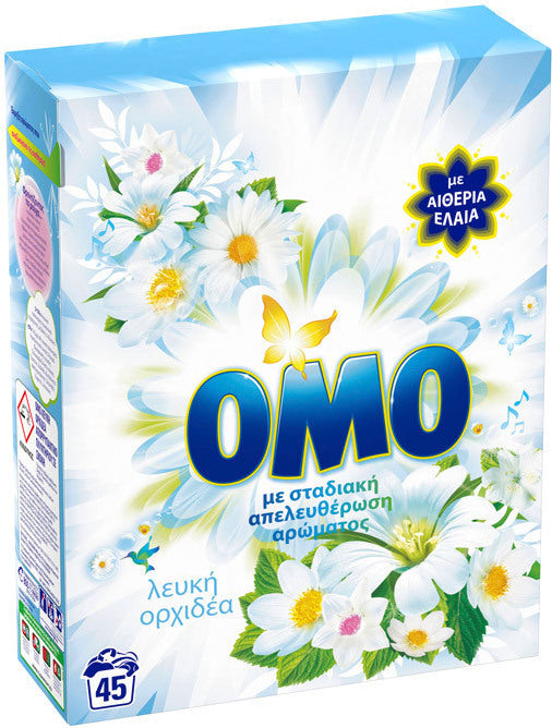 OMO 2.520kg - 45Μεζούρες Λευκή Ορχιδέα Σκόνη Πλυντηρίου Ρούχων Απορρυπαντικό