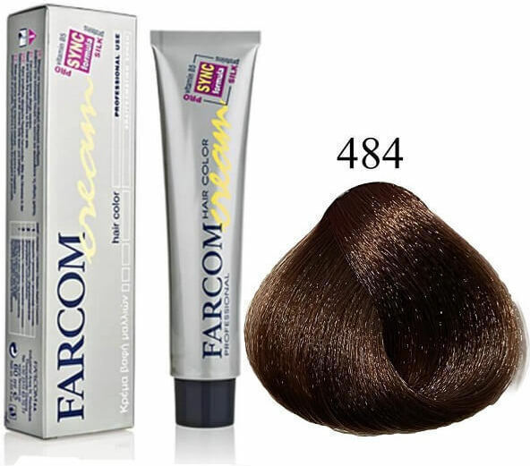 Farcom Hair Color Cream Βαφή Μαλλιών (60ml) Ν=484 Καστανό Μαρόν
