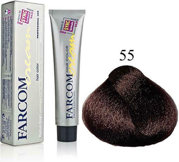 Farcom Hair Color Cream Βαφή Μαλλιών (60ml) N=55 Καστανό Κόκκινο