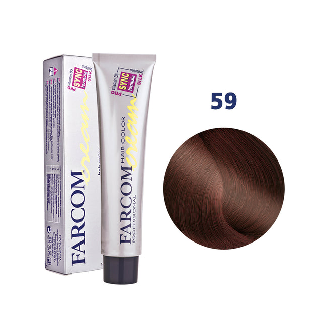 Farcom Hair Color Cream Βαφή Μαλλιών (60ml) N=59 Καστανό Ανοιχτό Κόκκινο Χάλκινο Χρυσαφί