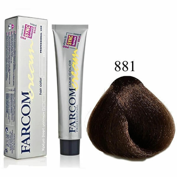Farcom Hair Color Cream Βαφή Μαλλιών (60ml) Ν=881 Καστανό Ανοιχτό Χρυσαφί