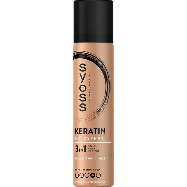 Hairspray Syoss 75ml Mini Λάκ Μαλλιών Ceratin 3 IN 1 Strong Hold Νο4