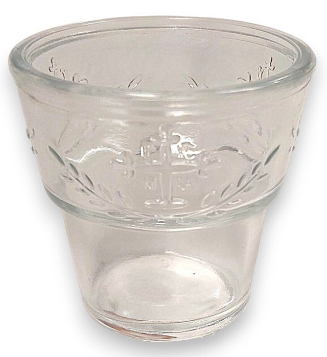 Καντηλόκουπα Γυάλινη Μικρή με Σταυρό Γλαστράκι Διάφανο 6x6cm