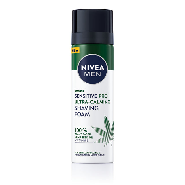 Αφρός ξυρίσματος 200ml Nivea Shaving Foam Men Sensitive Pro Ultra Calming με Έλαιο Κάνναβης