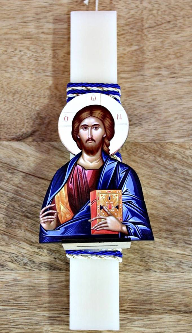 Λαμπάδα Πασχαλινή (Gerakis) Χριστός Ξύλινο Με Βάση 25cm