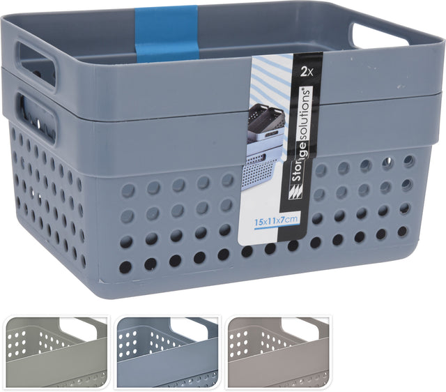 Σετ 2/τεμ Καλάθι Αποθήκευσης Πλαστικό 15x11.5xh9cm σε 3 Χρώματα