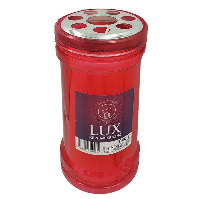 Κερί Αφιέρωσης 40Τ 4 Ημερών 6.5x6.5x13εκ. Κόκκινο LUX Candil
