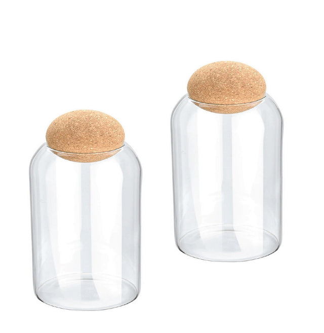 Δοχείο Αποθήκευσης Γυάλινο Διάφανο με Καπάκι Φελλό 9x10cm