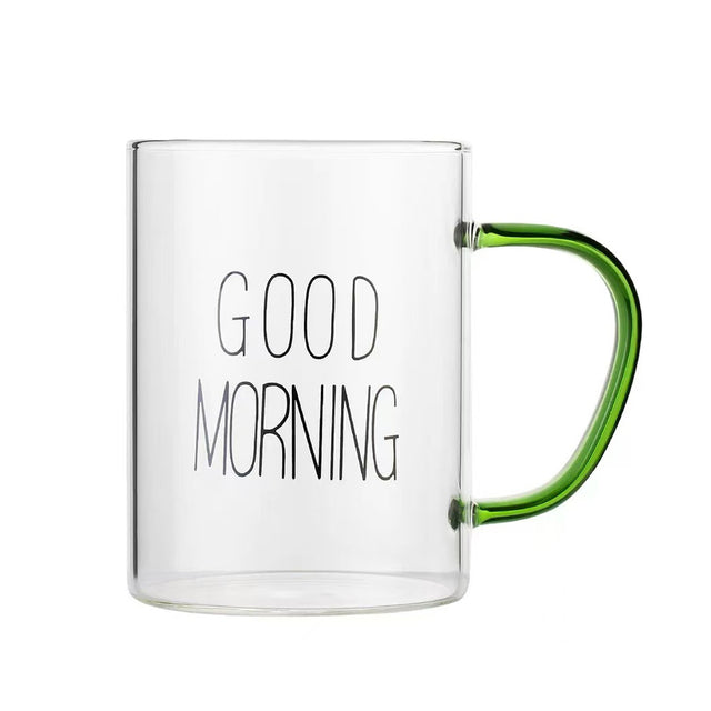 Φλυτζανάκι Καφέ Γυάλινο Διάφανο ''Good Morning'' σε 6 Χρώματα