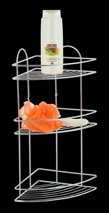 Ραφιέρα Μπάνιου Γωνιακή Μεταλλική σε Ασημί Χρώμα 25x25x60cm TnS 04-800-0018