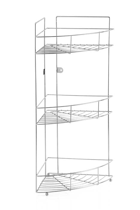 Ραφιέρα Μπάνιου Γωνιακή Μεταλλική σε Ασημί Χρώμα Τριόροφη 25x25x60cm