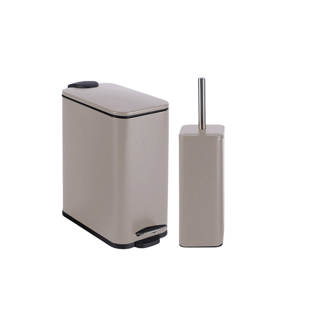 Σετ Πιγκάλ και Πεντάλ 5L Μεταλλικό Μπέζ 25x14x28cm