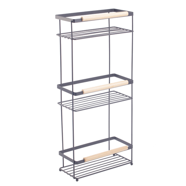 Ραφιέρα Μεταλλική Ίσια 3Όροφη Bamboo Μαύρη Tns 25.5x13x58.5cm
