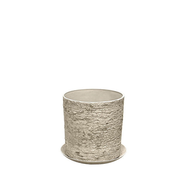 Stone Polyresin Κασπώ Με Πιάτο Μπεζ Παλαιωμένο Φίλντισι Μικρό - Φ28x28cm
