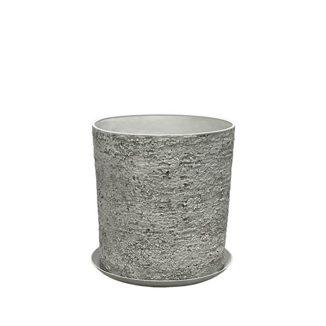 Stone Polyresin Κασπώ Με Πιάτο Γκρι Φθαρμένος Βράχος Μεσαίο - Φ35x36cm