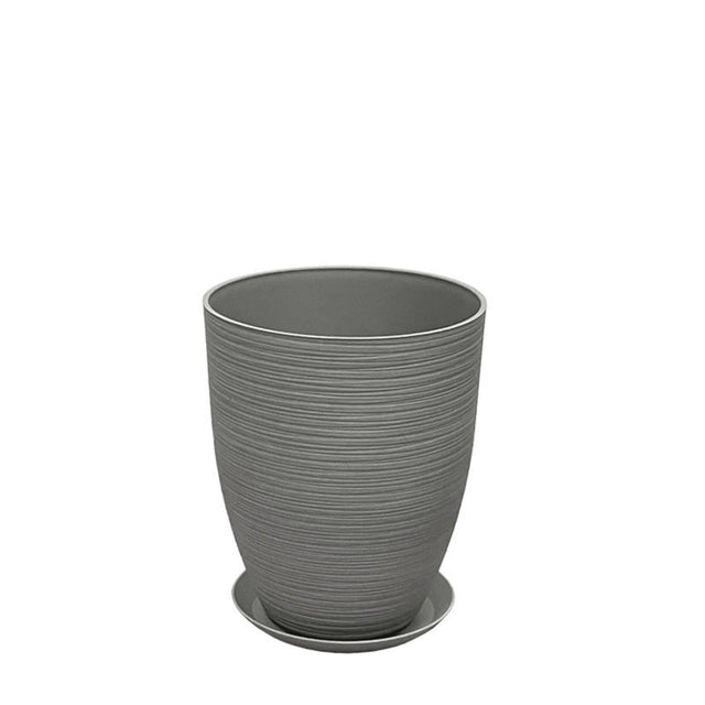 Stone Polyresin Κασπώ Με Πιάτο Γκρι Παλαιό Πήλινο Μικρό - Φ28x34.5cm