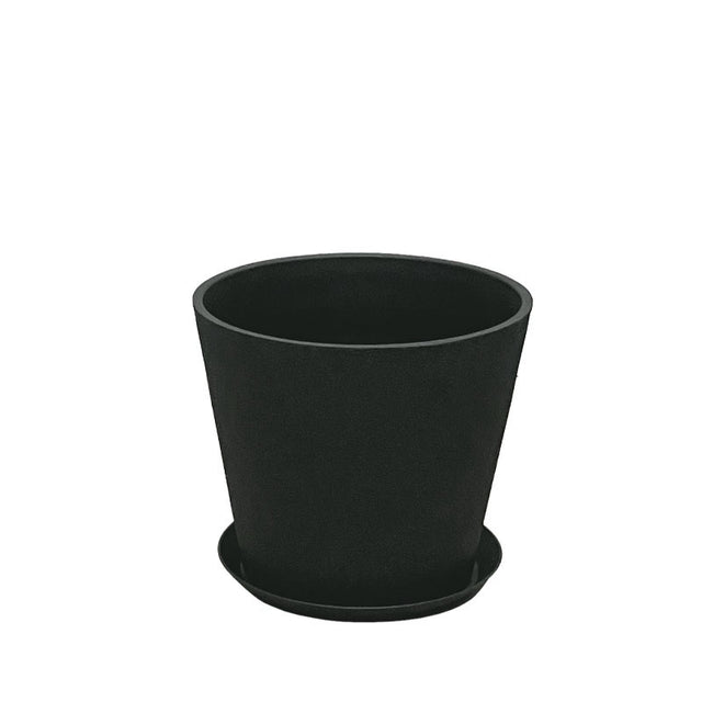 Stone Polyresin Κασπώ Με Πιάτο Μαύρο Ανθρακί Μικρό - Φ30x27cm