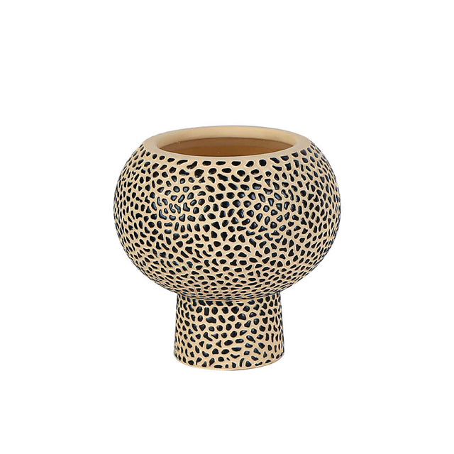 Κασπώ Τσιμεντένιο Μπεζ-Μαύρο με Βάση Φ20x20cm Marhome