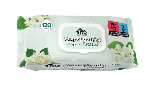 Μωρομάντηλα Αρωματικά Γιασεμί 120/τεμ Με Καπάκι Ασφαλείας Tns