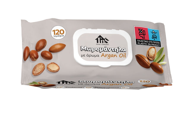 Μωρομάντηλα Αρωματικά Argan Oil 120/τεμ Με Καπάκι Ασφαλείας Tns