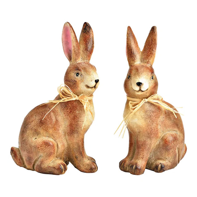 Λαγός Πολυζερίν Διακοσμητική Φιγούρα Καφέ 14x24x8cm