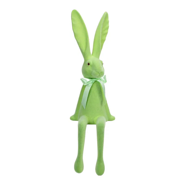 Λαγός Καθιστός με Κρεμαστά Πόδια Βελούδινος Πλαστικός Πράσινος 17x60x20cm