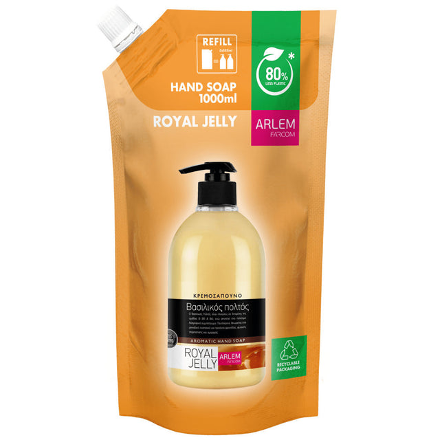 Farcom Arlem Κρεμοσάπουνο 1000ml Royal Jelly Doypack Aromatic Hand Soap