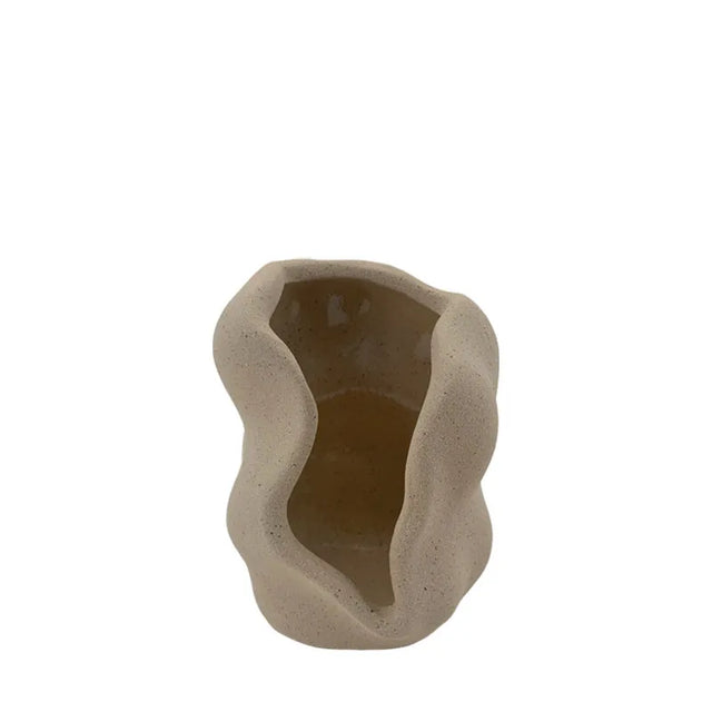 Κηροπήγιο Καφέ Mat Άμμου Κοχύλι - 9.5x8x12.5cm