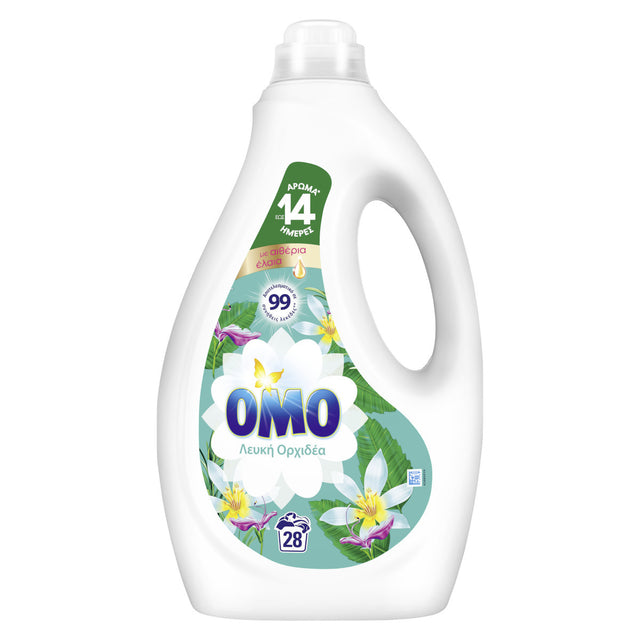 OMO 1400ml - 28Μεζούρες Λευκή Ορχιδέα Υγρό Απορρυπαντικό Πλυντηρίου Ρούχων