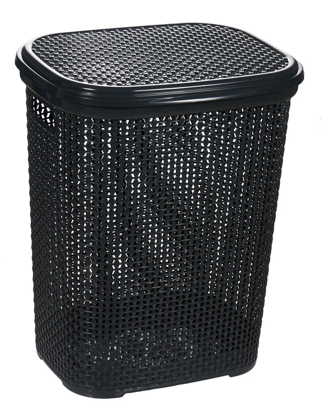 Καλάθι Απλύτων Πλαστικό 45x35x55cm Ανθρακί Rattan TnS 32-800-1962