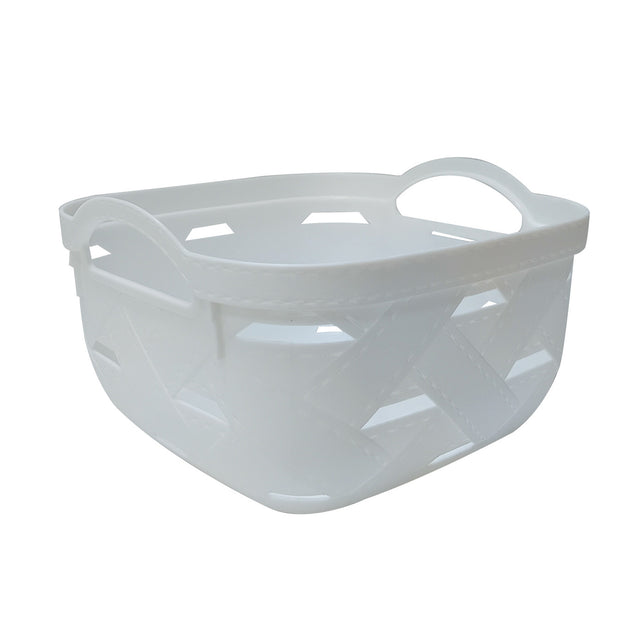 Καλάθι Αποθήκευσης Πλαστικό Με Χερούλια Τετράγωνο Λευκό 30x30x15,5cm