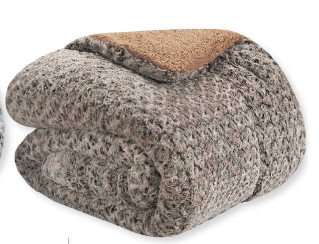 Πάπλωμα Διπλό 220x200cm Γούνα Προβατάκι Καφέ