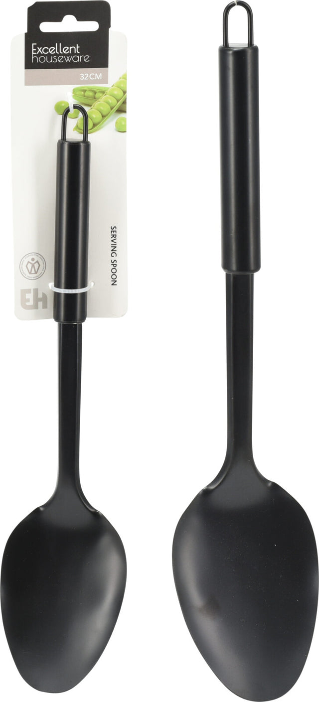 Κουτάλα Ρηχή Μαγειρικής 32cm Μεταλλική Μαύρο Χρώμα